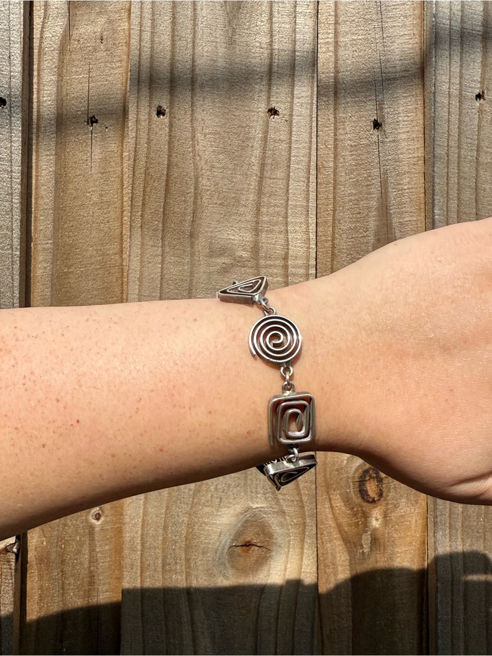 Modernist sterling silver geometric toggle bracelet
